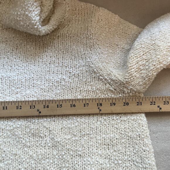 J Jill Sweater Women Extra Large Beige Cowl Neck Boucle Knit Boxy Pullover Top - Picture 6 of 13